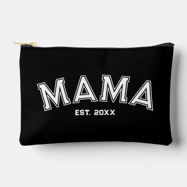 Mama Est. Logo "Schwarz" für Weißes Sport Zubehörtasche (Vorderseite)