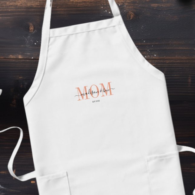 "MAMA, EST." Personalisiert, stolz MAMA Lange Schürze (‘MOM, EST.’ Personalized, Proud MOM´S Long Apron)