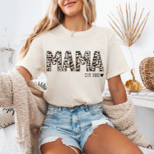 Mama Est TShirt Empreinte de léopard, Custom Mama