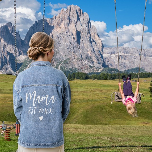 Mama est. typographie blanche et coeur Fête des Mè (Créateur téléchargé)