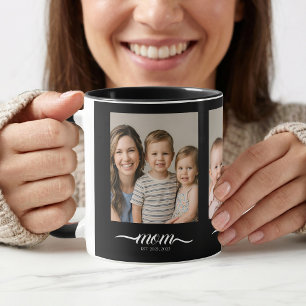 Mama Established Schrift Schwarz 3 Foto Collage Tasse