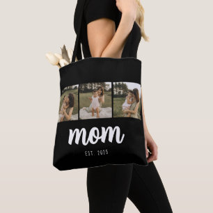 Mama Established Schrift Schwarz 3 Fotos Tote Bag Tasche