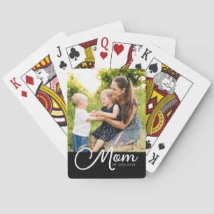 Mama Established Schrift Schwarz Foto Spielkarten