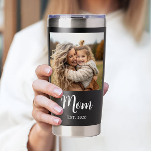 Mama Established Schrift Schwarz Foto Thermobecher