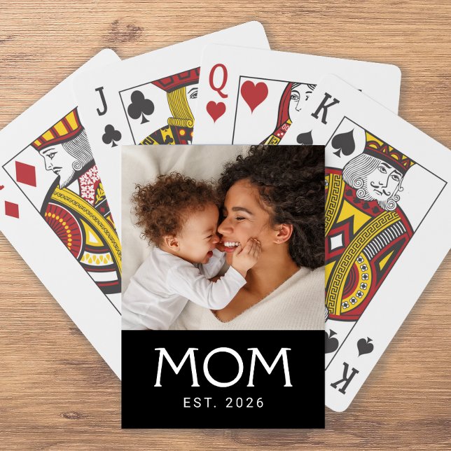 Mama Established Typography Black Foto Spielkarten (Von Creator hochgeladen)