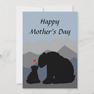 Mama et Baby Bear Mountains Carte de fête des mère