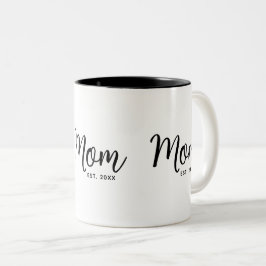 Mama etabliert Datum Schwarze Skript-Junge Mutter  Zweifarbige Tasse