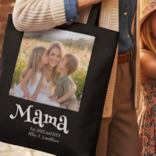 Mama Etabliert Foto Kinder Name Lustiger Text Tasche