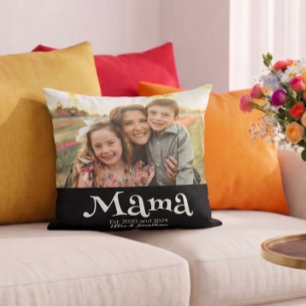Mama Etabliert Foto Kinder Name Spaß Text Kissen