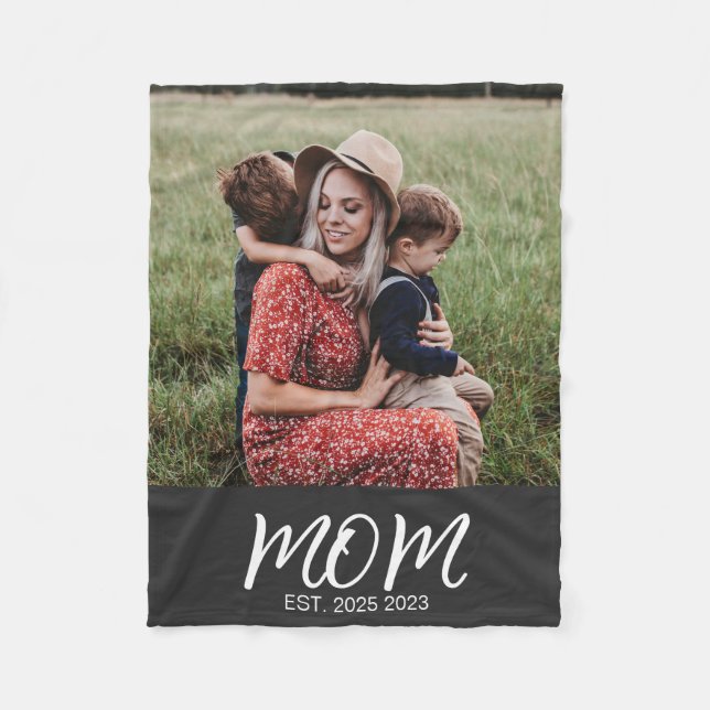 Mama etablierte Black Modern Script Foto Fleece (Vorderseite)