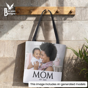 Mama etablierte Classic Caps Weiß Foto Tasche