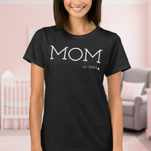 Mama etablierte Herzschwarz-Minimal T-Shirt