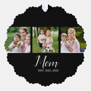 Mama Etablierte Schrift Schwarz 3 Foto Ornament Karte