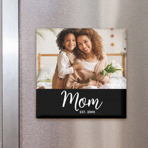 Mama etablierte White Script Foto Geschenk einfach Magnet