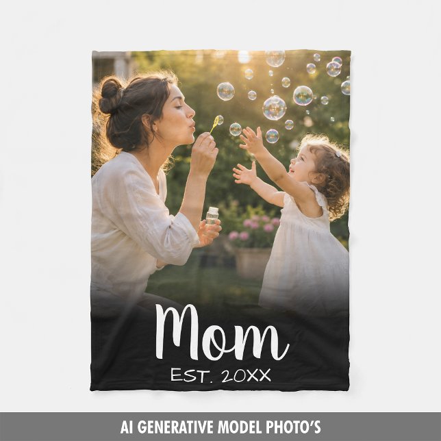 Mama etabliertes Fotogedenkgeschenk Fleecedecke (Mom Established Photo Fleece Blanket)