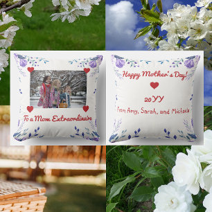 Mama Extraordinaire Hearts Foto Floral Chic Skript Kissen