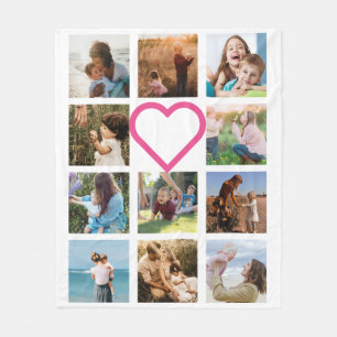 Mama Familienfoto Collage Rosa Herz Fleecedecke