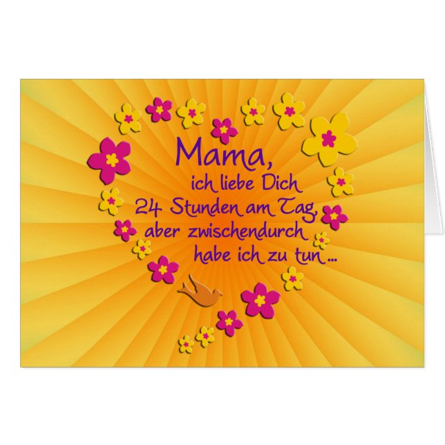 MAMA Fleurs Coeur Dire en allemand + votre backgr. (Devant horizontal)