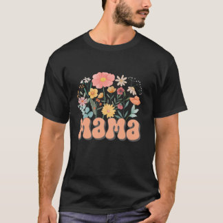 Mama Floral Daisy Hippie Groovy Wildblume Funny m T-Shirt