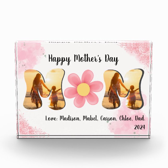 MAMA Foto Block, Blume, Rosa Blume, Personalisiere (Vorderseite)