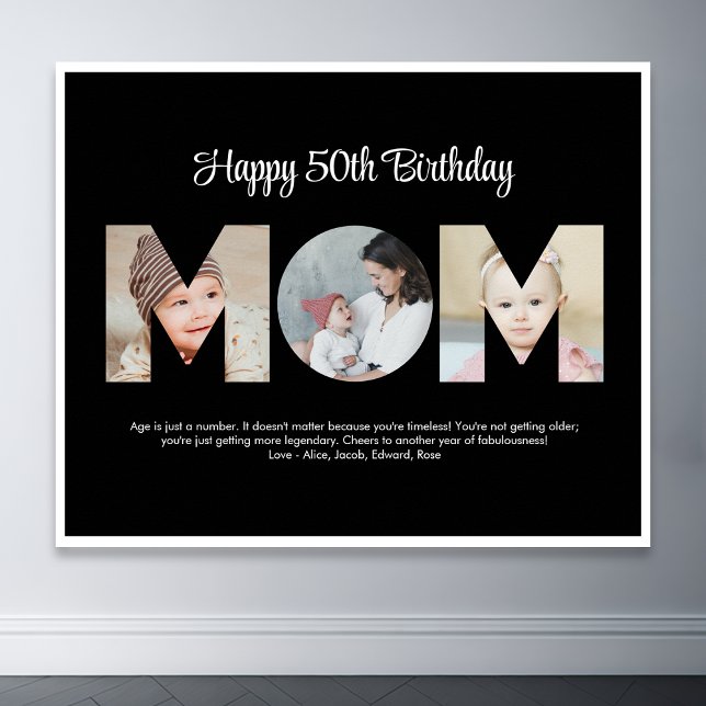 Mama Foto Collage Cutout Muttertag Geburtstag Poster (mom photo collage poster)