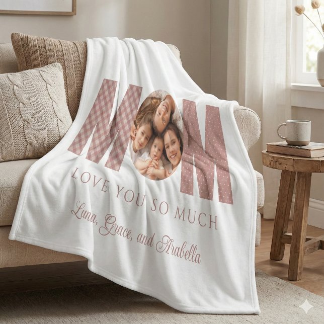 Mama Foto Fleece Blanket (Celebrate mom with this sweet personalized photo blanket! )