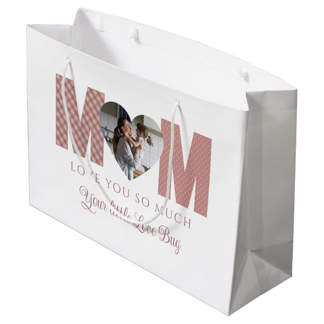Mama Foto Geschenktasche Große Geschenktüte (Rückseite Schrägansicht)
