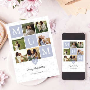 Mama Foto Quadrat Gitter Monogramm & Personalisier Feiertagskarte