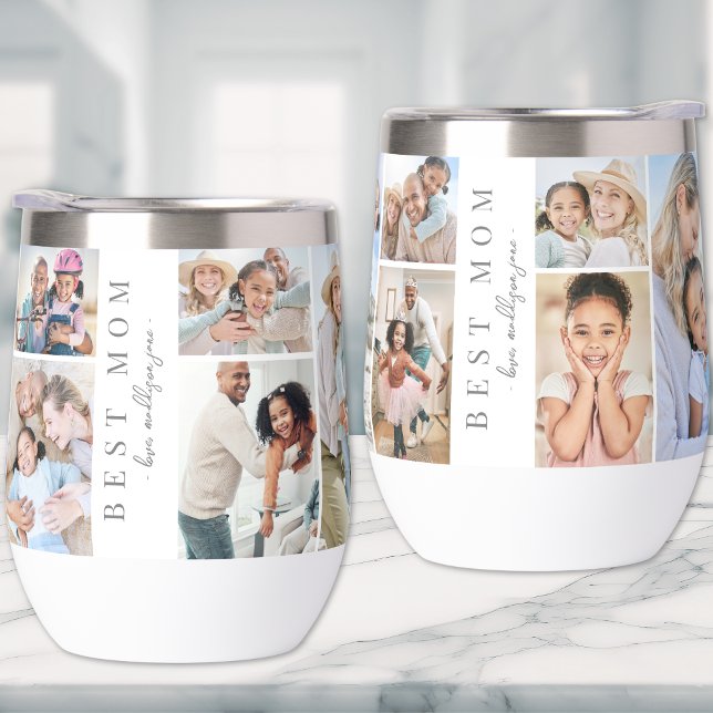 Mama FotoCollage (Mom Photo Collage Thermal Wine Tumbler )