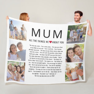 Mama Fotos Dinge, die wir über Sie zum Muttertag L Fleecedecke