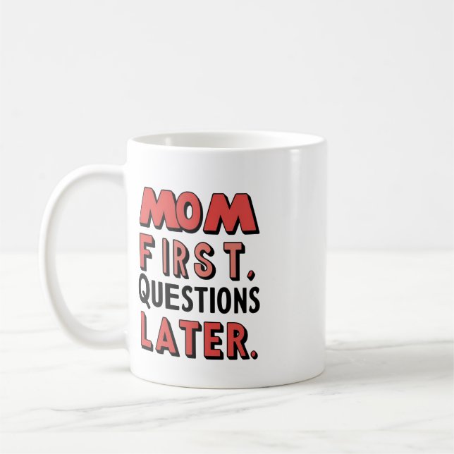Mama Fragen später Kaffeetasse (Links)