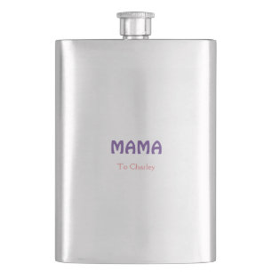Mama frohe Mutter retro lila Namenstext vint Flachmann