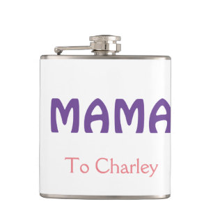 Mama frohe Mutter retro lila Namenstext vint Flachmann