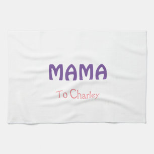 Mama frohe Mutter retro lila Namenstext vint Geschirrtuch