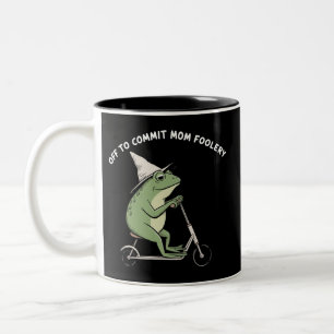 Mama Frosch auf, um Mama Verrücktheit Roller-Gesch Zweifarbige Tasse
