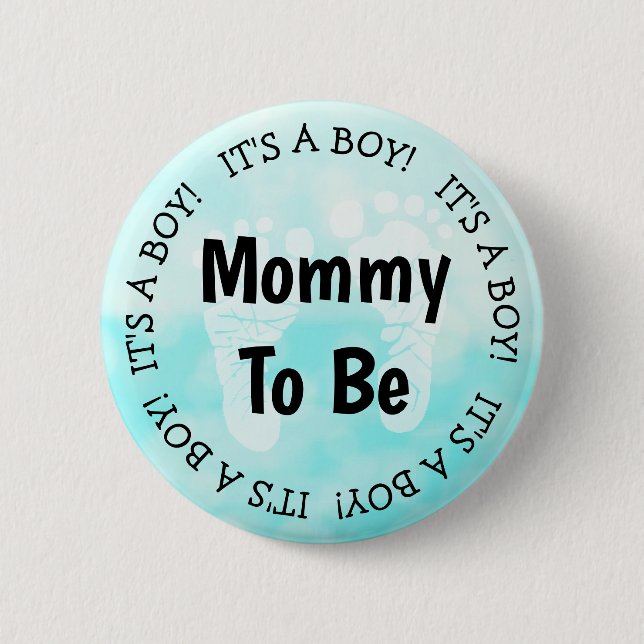 Mama für Aquamarine Blue Baby-Duschtaste Button (Vorderseite)
