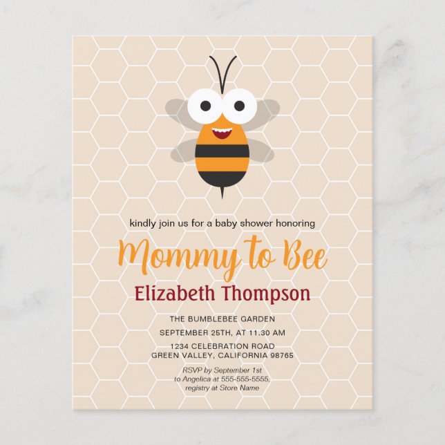 Mama für Honey Bee Baby Shower Einladung (Vorderseite)