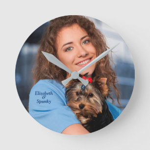 Mama für Hunde Familienmitglieder Foto personalisi Runde Wanduhr