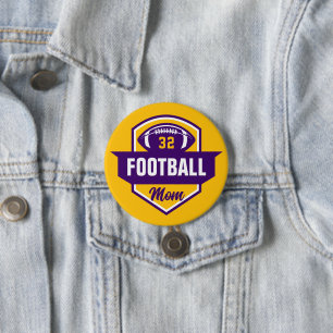 Mama für lila- und Goldfußball-Nummern Button