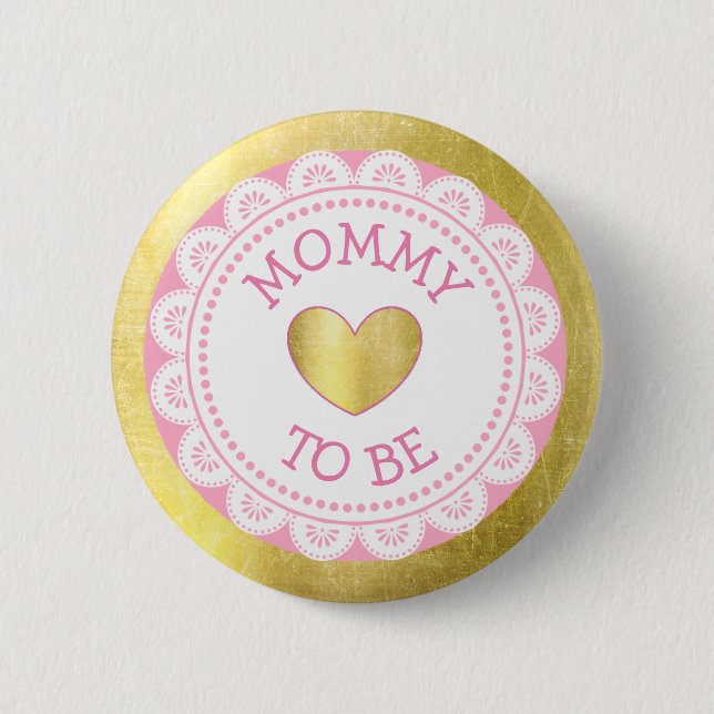 Mama für Pink & Gold Baby Duschknopf Button (Vorderseite)