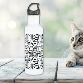 Mama für Schwarz/Weiß-Katzen - Druckdesign Edelstahlflasche