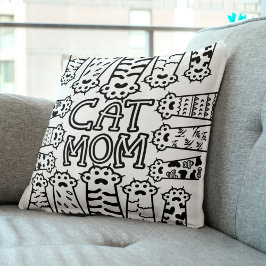 Mama für Schwarz/Weiß-Katzen - Druckdesign Kissen