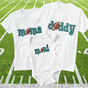 Mama Fußball Familie Passende Türkise Typografie T-Shirt