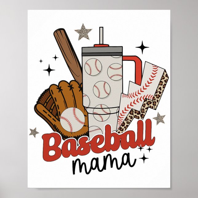 Mama Game Day Vibes Mütter Day Women Baseball Mama Poster (Vorne)