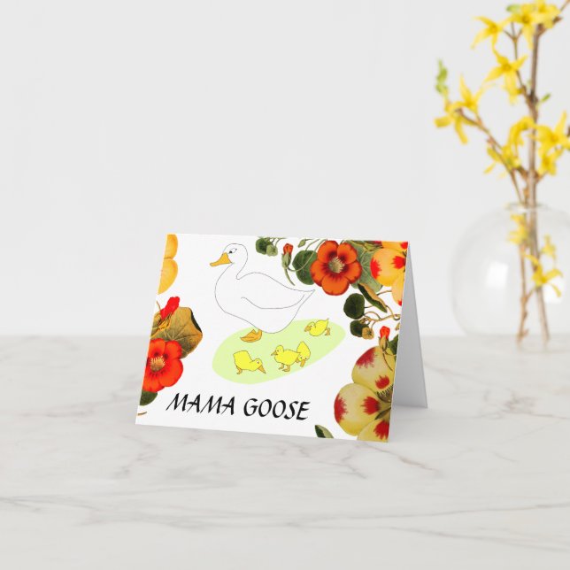 Mama Gänse und Gänseblüte, Muttergottentag Karte (Gelbe Blume)