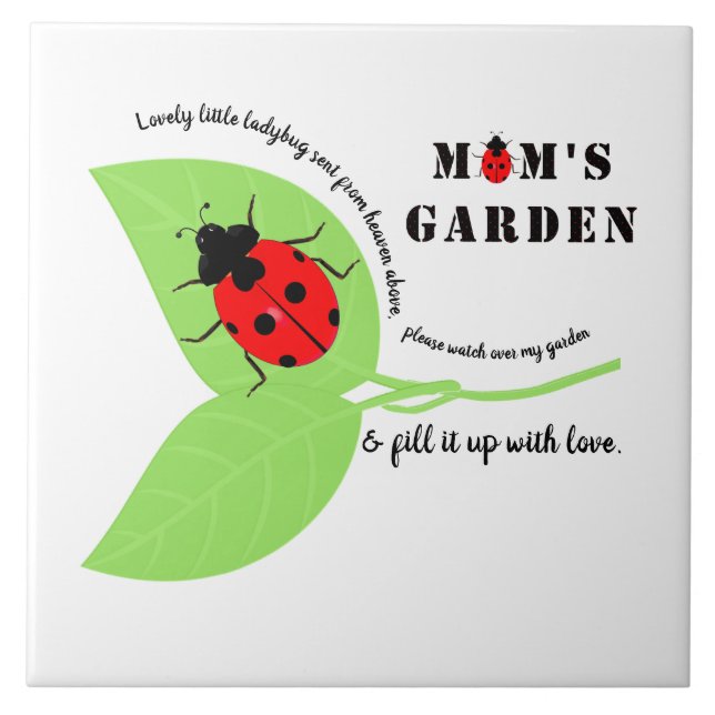Mama Garden Ladybug Große Keramik Fliese (Vorderseite)