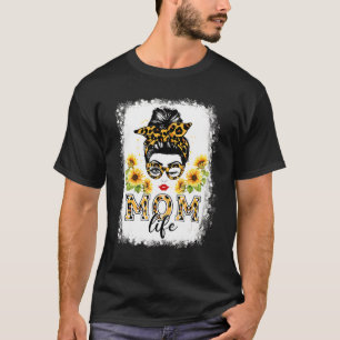 Mama gebleicht Sonnenblumen Messy Bun Mama Leben M T-Shirt