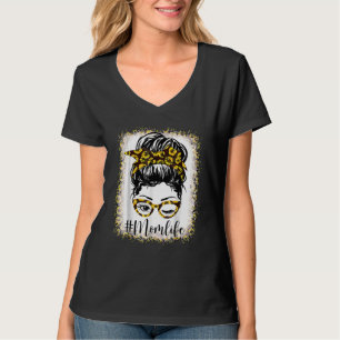 Mama gebleicht Sonnenblumen Messy Bun Mother Day T-Shirt