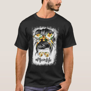 Mama gebleicht Sonnenblumen Messy Bun Mother Day T-Shirt