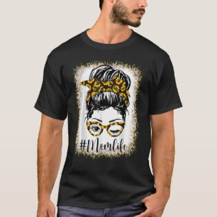Mama gebleicht Sonnenblumen Messy Bun Mother Day T-Shirt